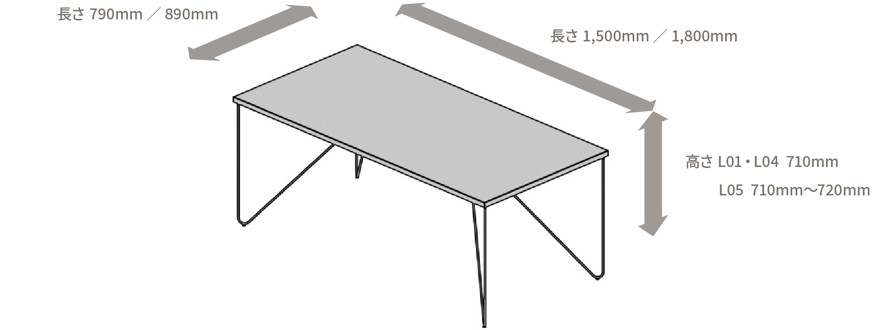 テーブルのサイズ画像